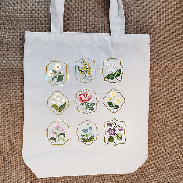 DIY Flower Pattern Tote Bag Embroidery Kit