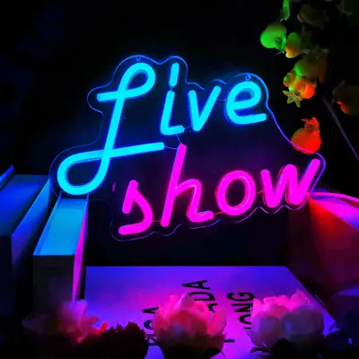 Live Show Letter Design Neon Sign, USB Powered LED Neon Light, Decorative Neon Wall Light For Music Studio, Recording Studio,...