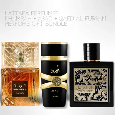 Lattafa Perfumes Khamrah + Asad + Qaed Al Fursan 100ml (3.4 Fl oz) Long Lasting Perfume - Value Bundle - Fragrance Gift Bundl...