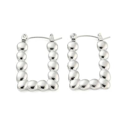 Non-Tarnish Rectangle Bubble 304 Stainless Steel Hoop Earrings for Women