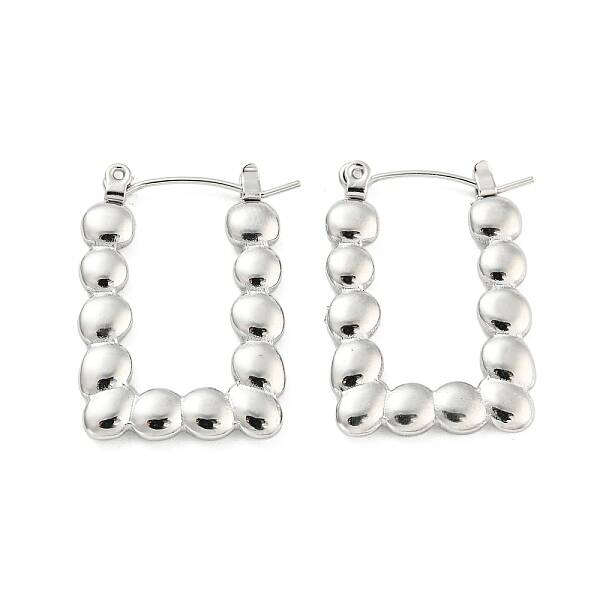 Non-Tarnish Rectangle Bubble 304 Stainless Steel Hoop Earrings for Women