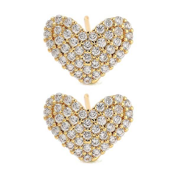 Rack Plating Heart Brass Stud Earrings