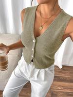 Women's Solid Color V Neck Tank Top, Casual Basic Sleeveless Top for Summer, Women's Knit Clothing for Daily Wear, Womenswear