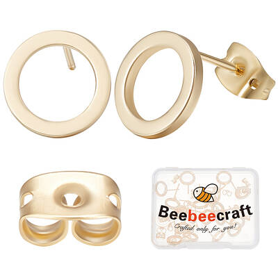 20Pcs Brass Ring Stud Earrings for Women with 20Pcs Friction Ear Nuts