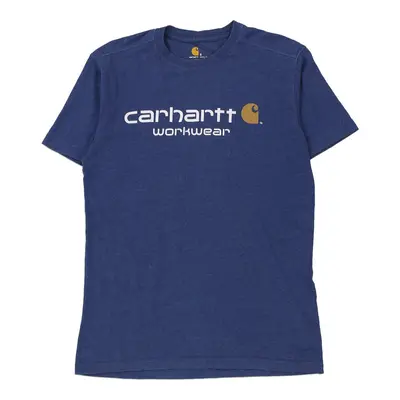 Carhartt Spellout T-Shirt - Small Blue Cotton