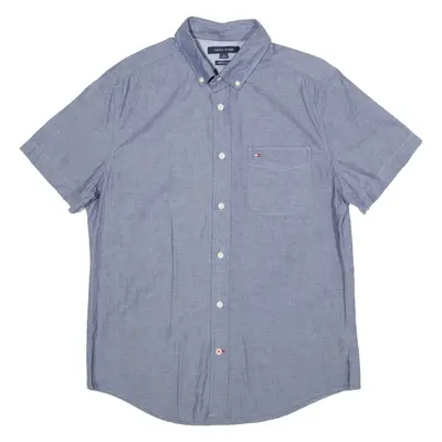 TOMMY HILFIGER Custom Fit Mens Plain Shirt Blue M