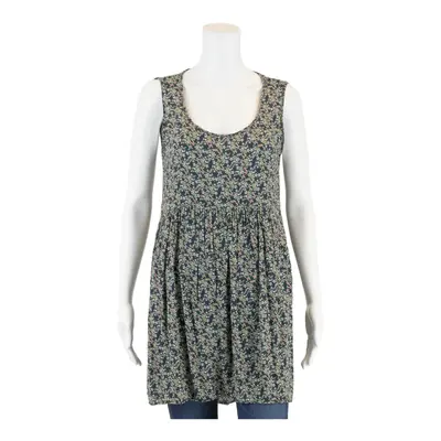 ZARA Baby Doll Top Blue Floral Sleeveless Womens M