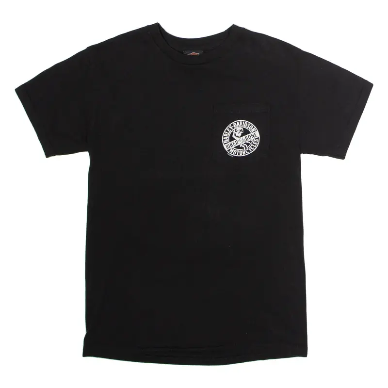 HARLEY DAVIDSON Bixe Switzerland Mens Biker T-Shirt Black Crew Neck S
