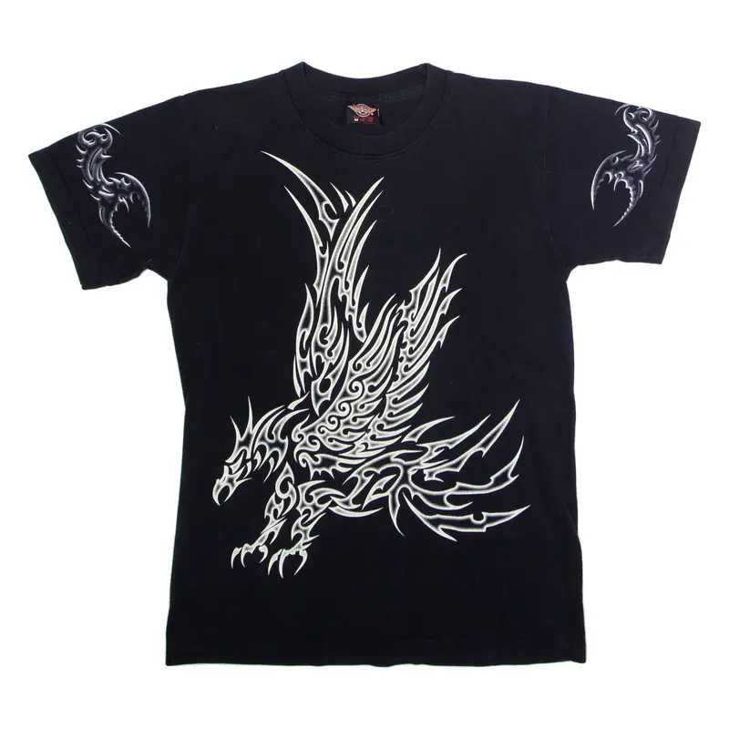 ROCK EAGLE Tribal Mens T-Shirt Black Crew Neck M