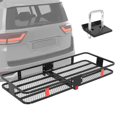 Garvee 70 x 30 Heavy-Duty Hitch Cargo Carrier, 600 Lbs Capacity Folding Design Steel Frame Locking Straps Anti-Theft Lock 2...