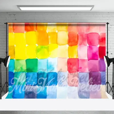 Watercolor Colorblock Cake Smash Photograph Backdrop - Aperturee