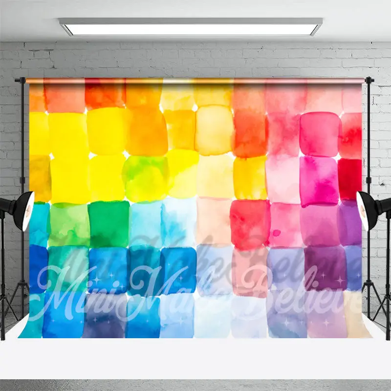 Watercolor Colorblock Cake Smash Photograph Backdrop - Aperturee