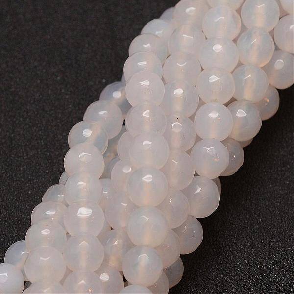 Natural White Agate Beads Strands