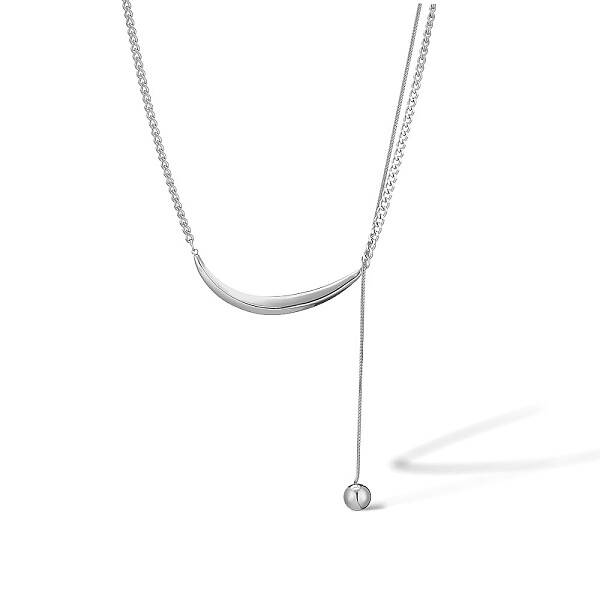 Stainless Steel Curved Bar Pendant Necklaces