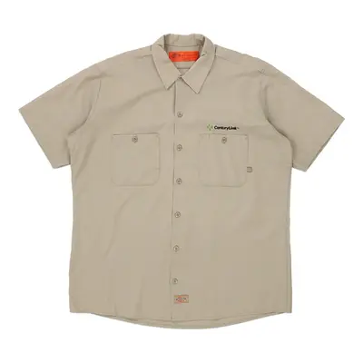 Dickies Short Sleeve Shirt - Large Beige Cotton Blend