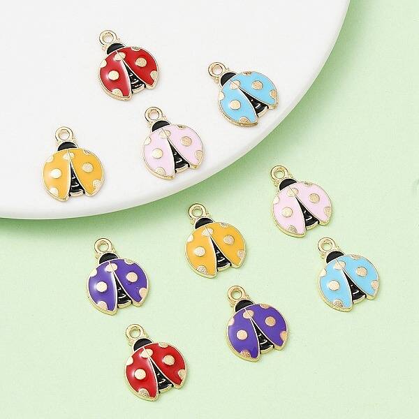 10Pcs 5 Colors Alloy Enamel Pendants