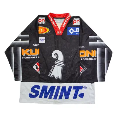YVETTE Signed EHC Basel Swiss Ice Hockey Mens Jersey Black 3/4 Sleeve V-Neck XL