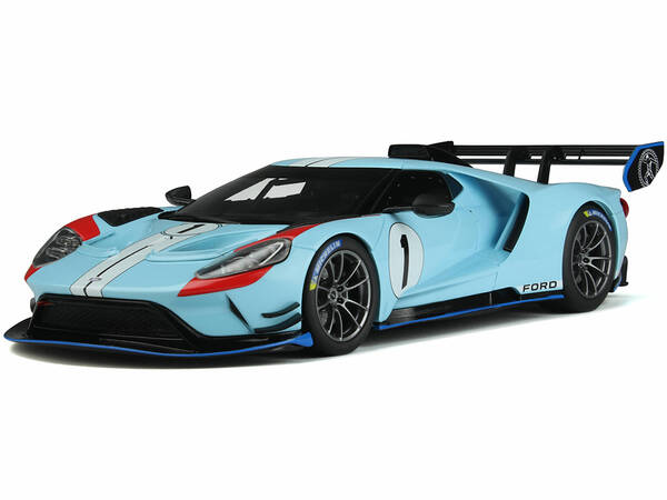 2021 Ford GT MK II 1 Light Blue with White Stripes \