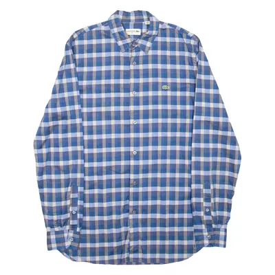 LACOSTE Classic Fit Mens Shirt Blue Check Long Sleeve S