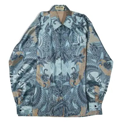 NIKITA Mens Shirt Blue Crazy Pattern Long Sleeve L