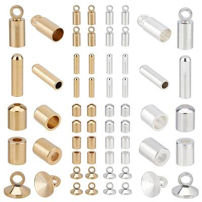 50Pcs 5 Style Brass Cord Ends