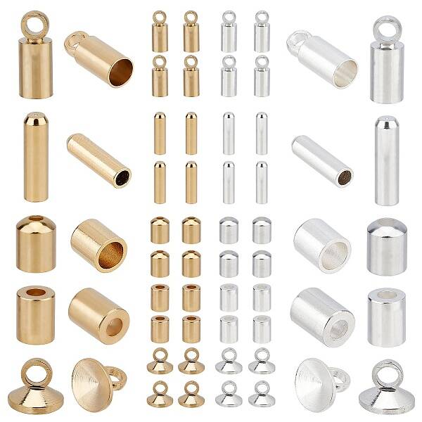 50Pcs 5 Style Brass Cord Ends