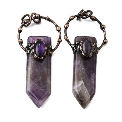 Natural Amethyst Sword Shape Big Pendants