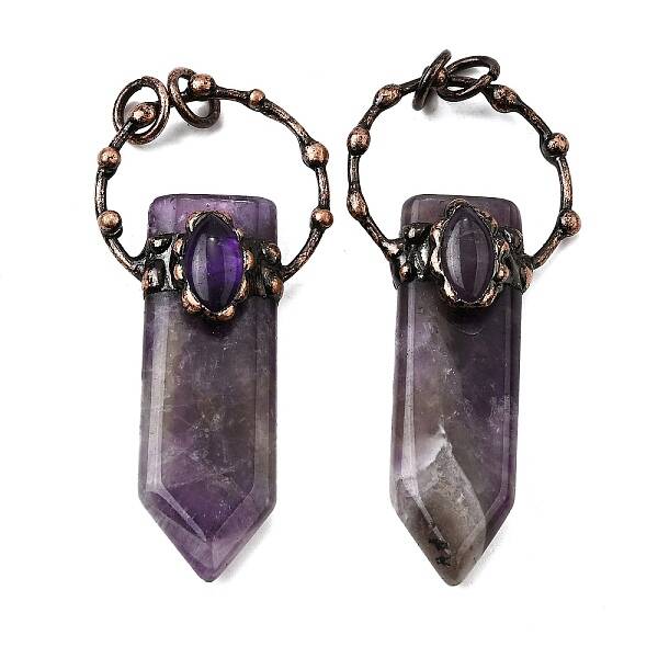 Natural Amethyst Sword Shape Big Pendants