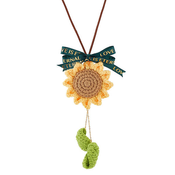 Crochet Sunflower Leaf Bowknot Hanging Pendant Decorations