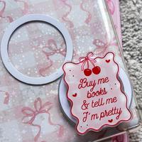 CrystalLovee Coquette Pink Cherry Phone Grips, Magsafe, Adhesive Grip, Pop Socket