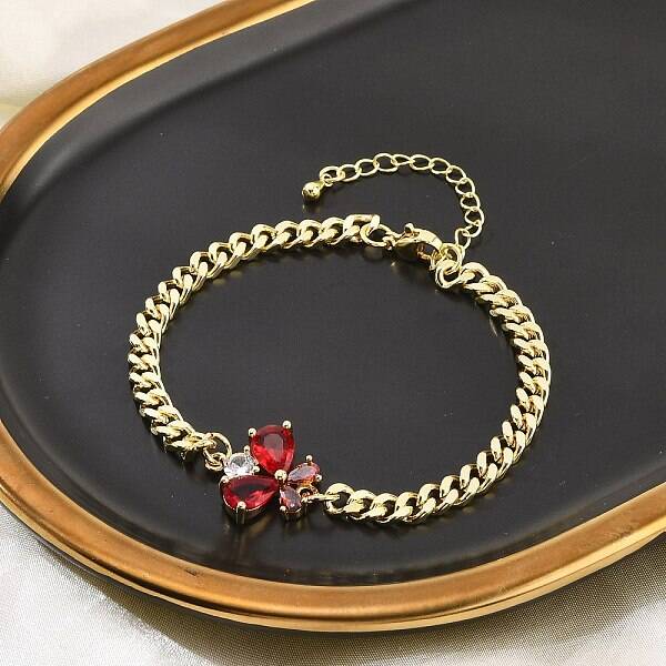 Brass Micro Pave Cubic Zirconia Link Bracelets