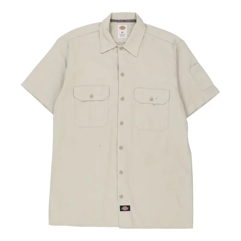 Dickies Short Sleeve Shirt - Medium Cream Polyester Blend