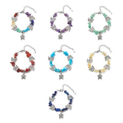 7Pcs 7 Style Alloy Butterfly Charm Bracelets Set