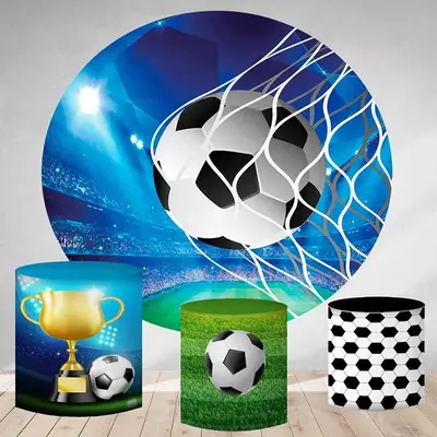 Aperturee Circle Football Goals Round Happy Birthday Backdrop | Custom Round Birthday Backdrop | Round Party Backdrop | Circl...