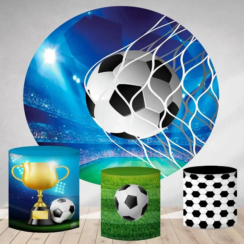 Aperturee Circle Football Goals Round Happy Birthday Backdrop | Custom Round Birthday Backdrop | Round Party Backdrop | Circl...