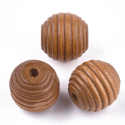 Painted Natural Wood Beehive Beads