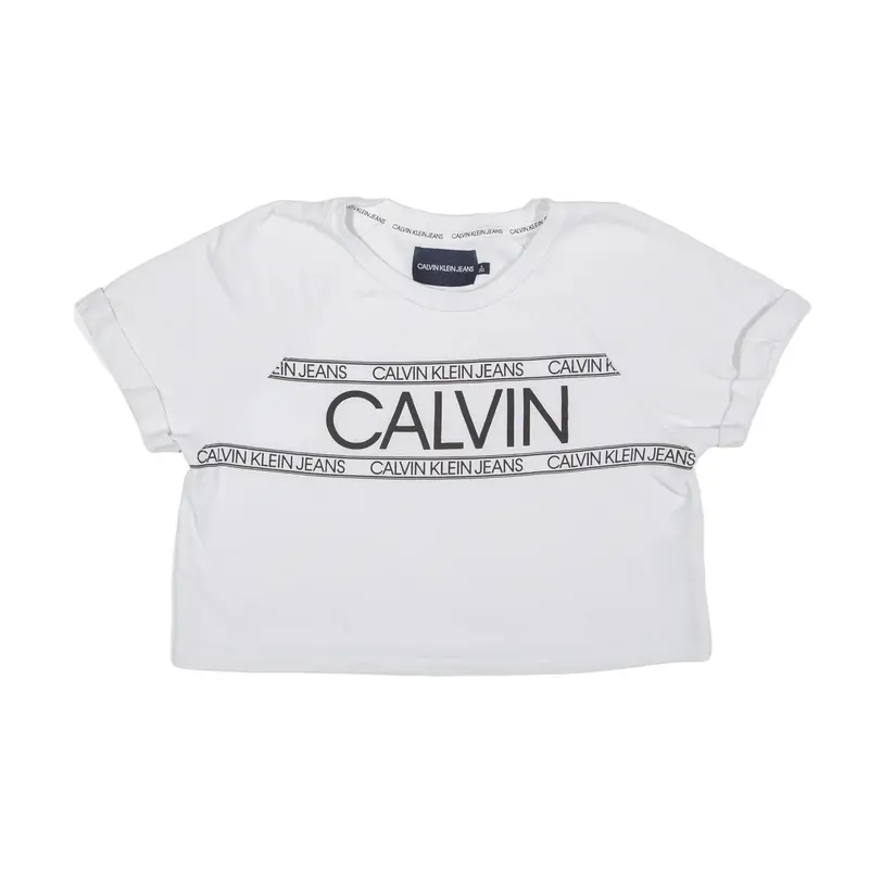 CALVIN KLEIN Crop Sweatshirt White Womens M