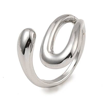 Rack Plating Brass Hollow Teardrop Open Cuff Rings