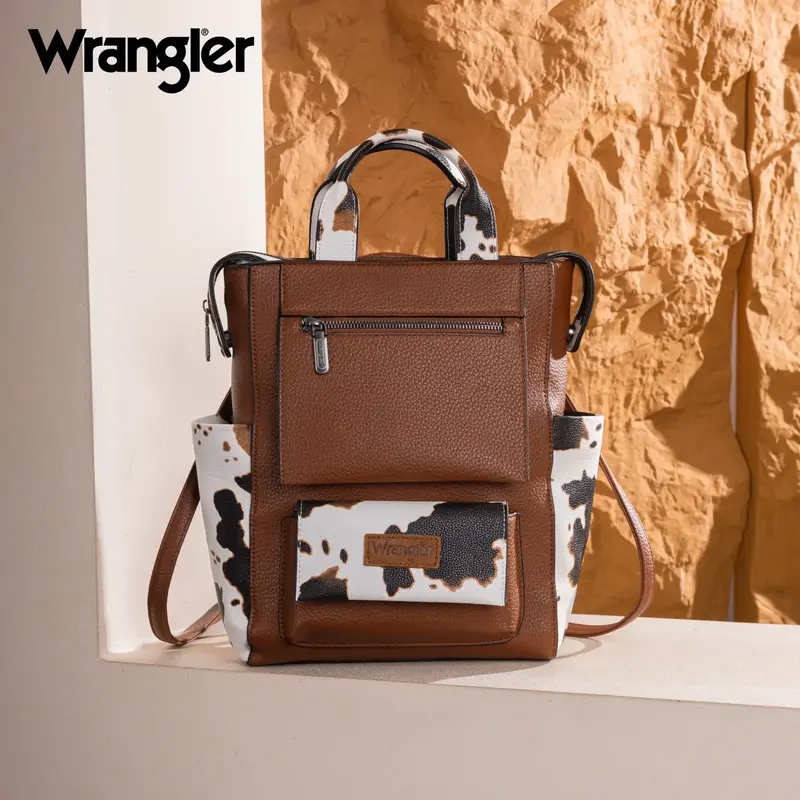 Wrangler Western Leopard Print Women's Convertible Anti-Theft Backpack with Adjustable Strap & Magnetic Closure for School & ...