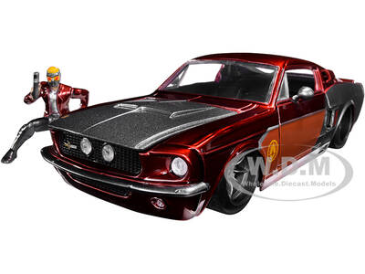 1967 Ford Mustang Shelby GT-500 Red Metallic and Gray Metallic with Star-Lord Diecast Figurine \