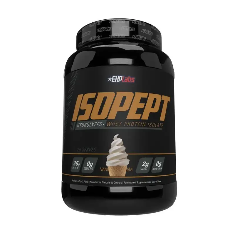 EHPlabs ISOPEPT Hydrolyzed Whey Protein Isolate 25g Post-Workout Recovery Formula Fast-Digesting Gluten-Free Low-Lactose Heal...