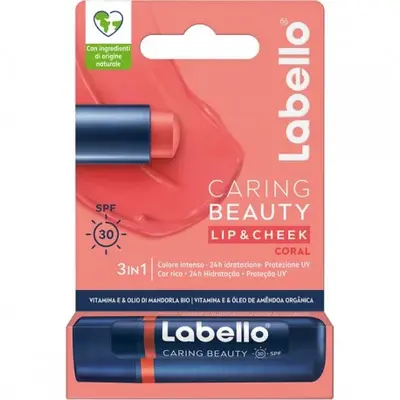 Labello Labello Caring Beauty 3In1 Spf30 Vitamin E & Organic Almond Oil Coral