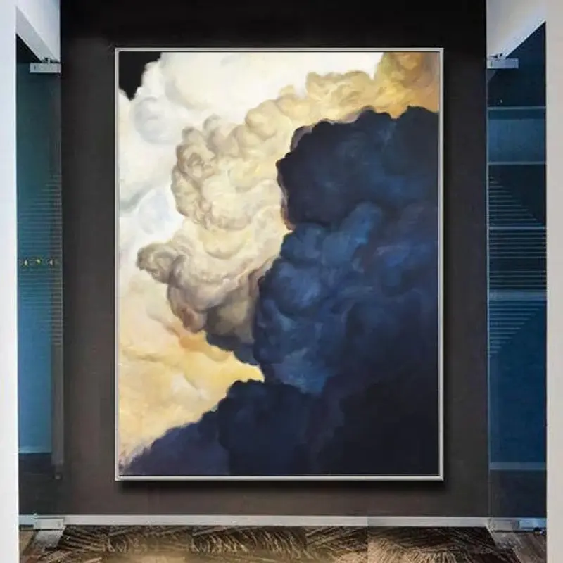 Blue Painting Abstract Clouds Paintings On Canvas Textured Wall Art Contemporary Wall Decor | BLUE COILS