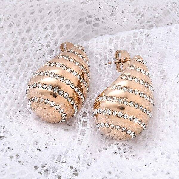 304 Stainless Steel Teardrop Stud Earrings
