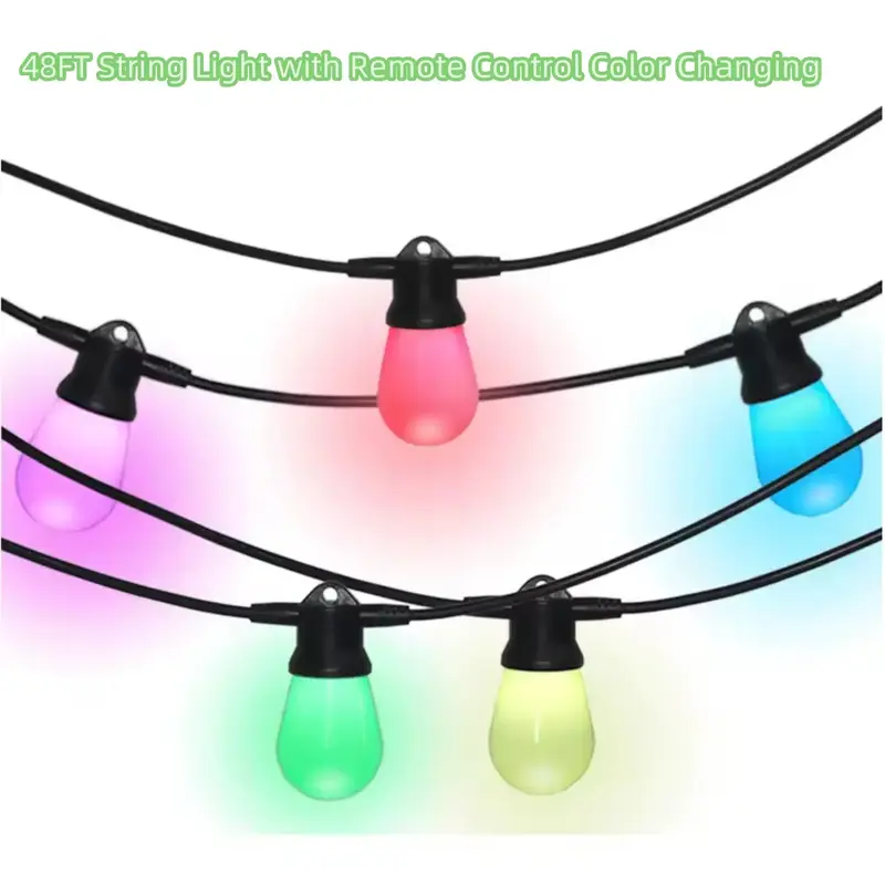 Nw2Lbs Christmas Gift String light  48ft Color Changing Outdoor String Lights Waterproof, Decorative Lights and Patio Lights