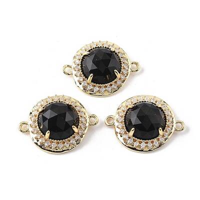 Natural Obsidian Faceted Connector Charms