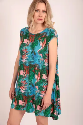 Bat Sleeve Dress in Paint Swirl Print | Size: 8/16 UK