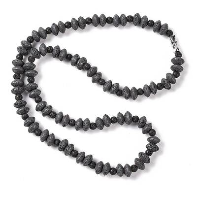 Rondelle & Round Natural Lava Rock Beaded Necklaces