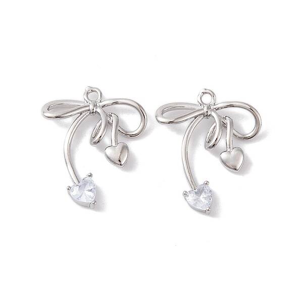 Brass Micro Pave Clear Cubic Zirconia Pendants