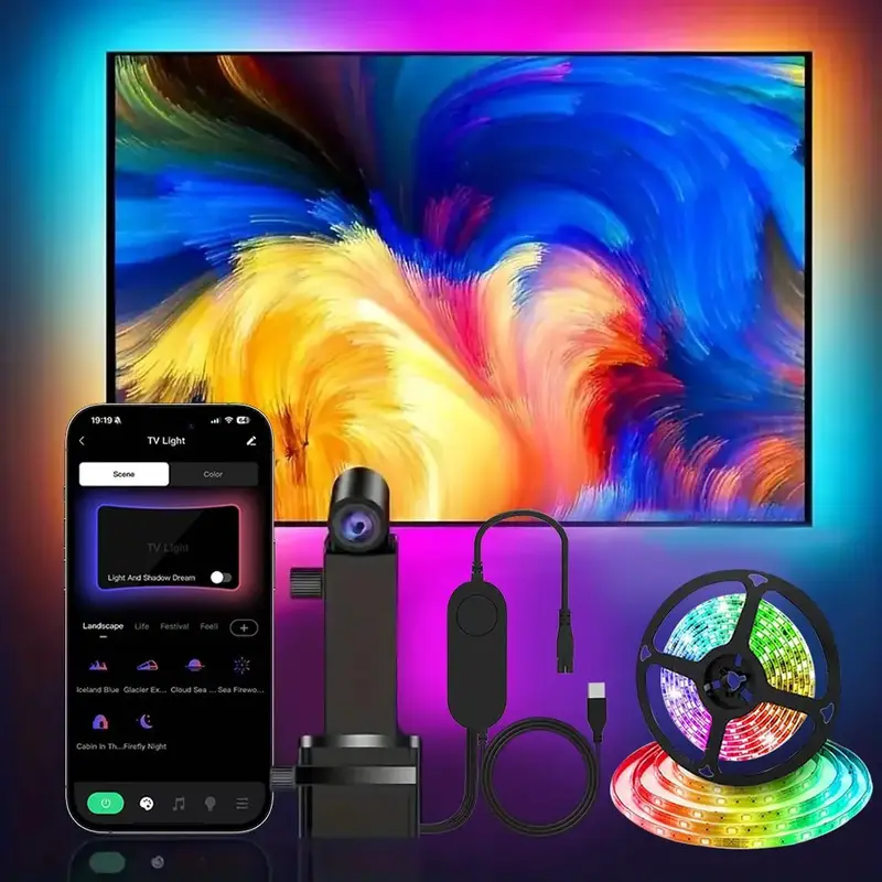 12.4FT LED Light Strip, USB Powered LED Light Strip, Smart LED TV Backlight, LED Ambient Light for Home Living Room Bedroom